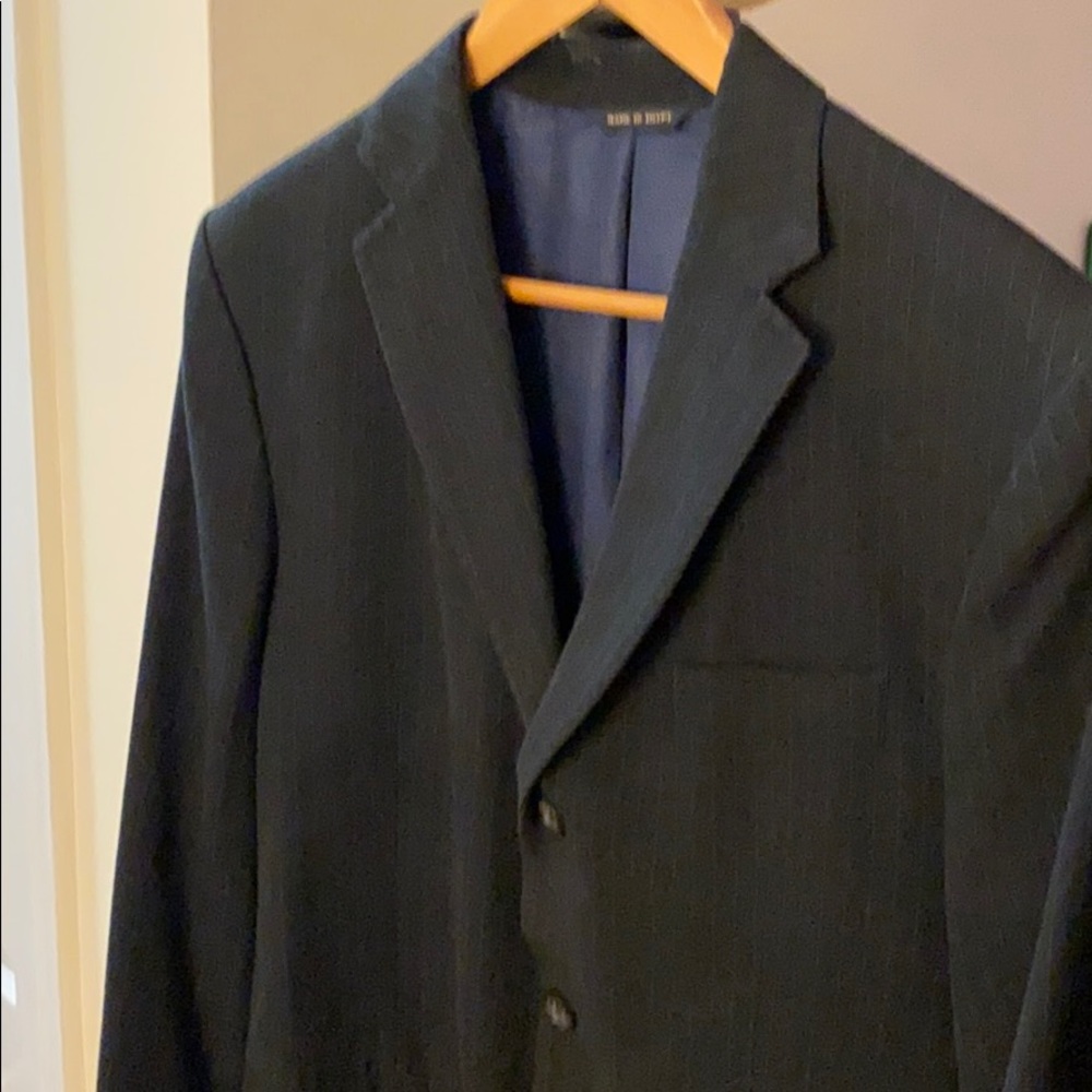 Blue pinstripe cotton blazer.